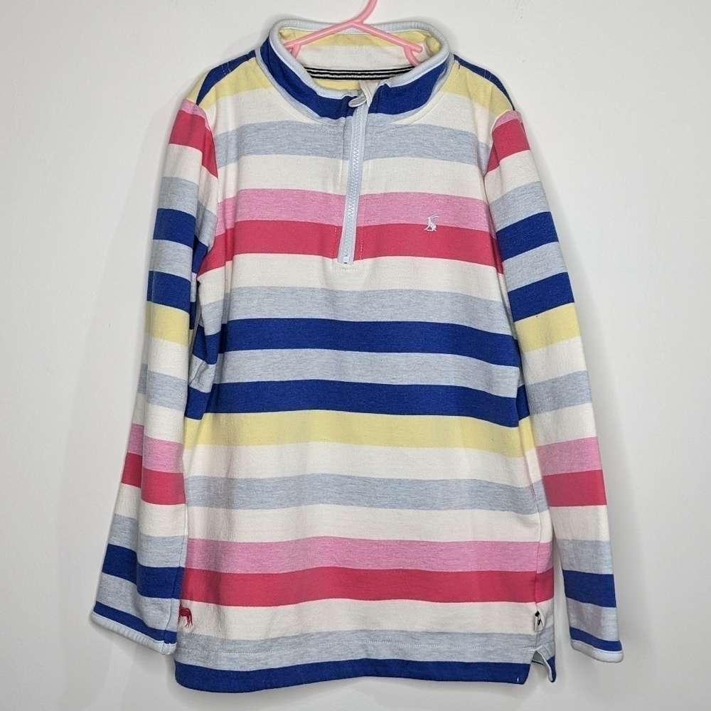 Joules pink yellow blue white 1/3 zip pullover sweatshirt 11/12Y